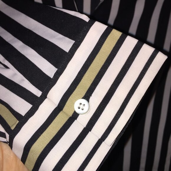 Allison Morgan med striped blouse white black gold - Picture 3 of 5